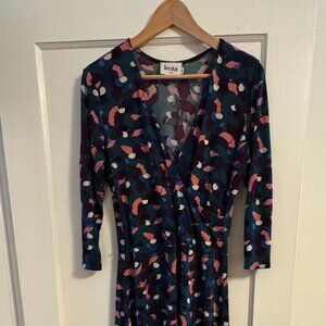 Leota Wrap Dress - Size Large - Teal Floral